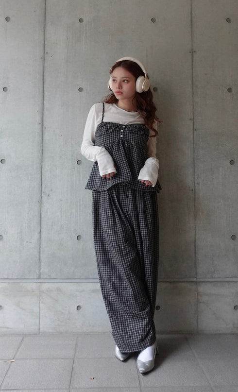 チェックボリュームラフパンツ